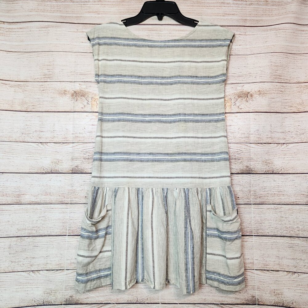 Patagonia Striped Dress Hemp Organic Cotton Girls Size Large Summer Pockets